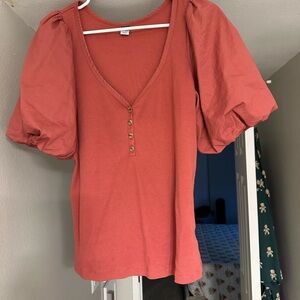 Old Navy Orange Puff Sleeve Blouse